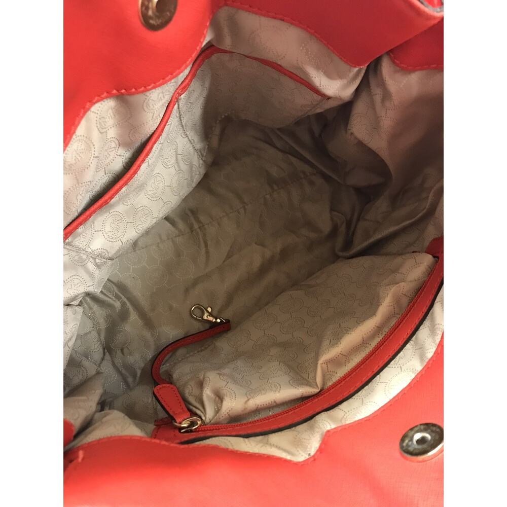 MICHAEL KORS Riley Optic RED LOCK Charm Leather Lg Satchel Chain Crossbody Bag - Picture 10 of 15